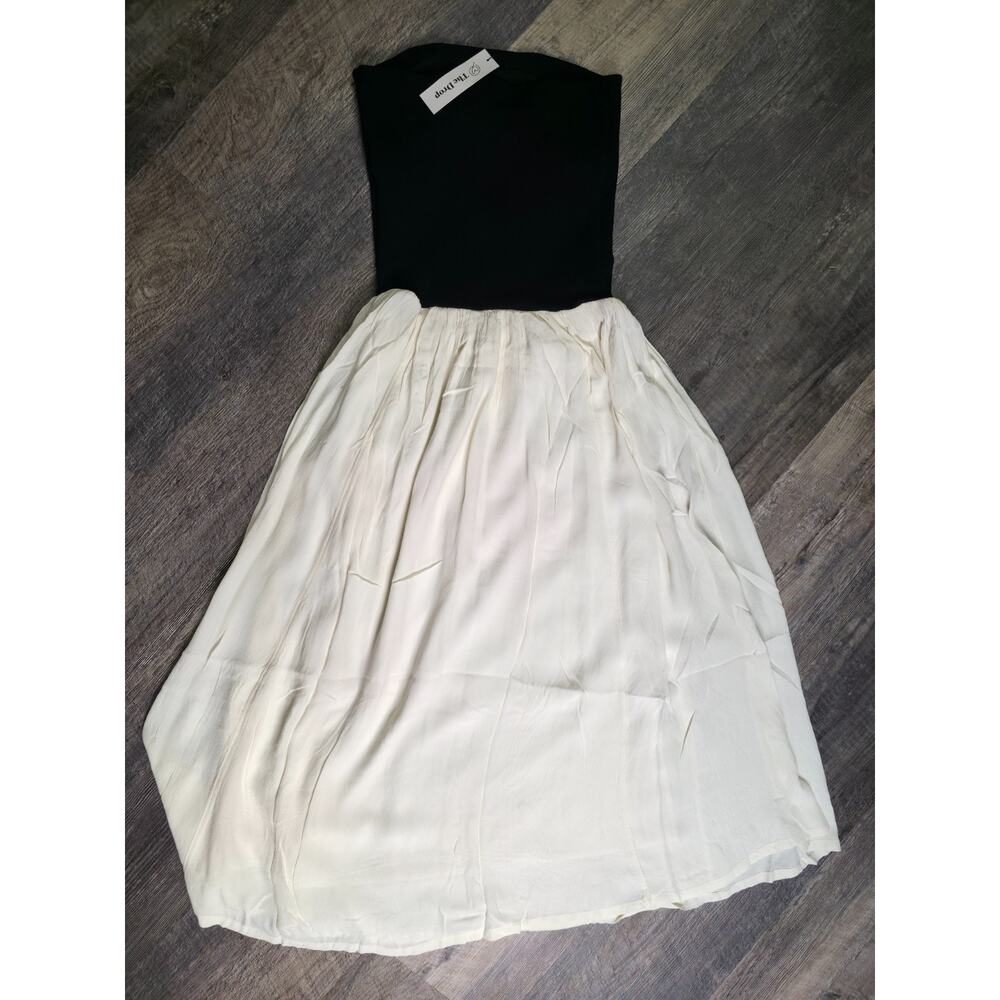 The Drop Lillian Strapless Maxi Dress Black Ivory Size S NWT Colorblock - Picture 6 of 8
